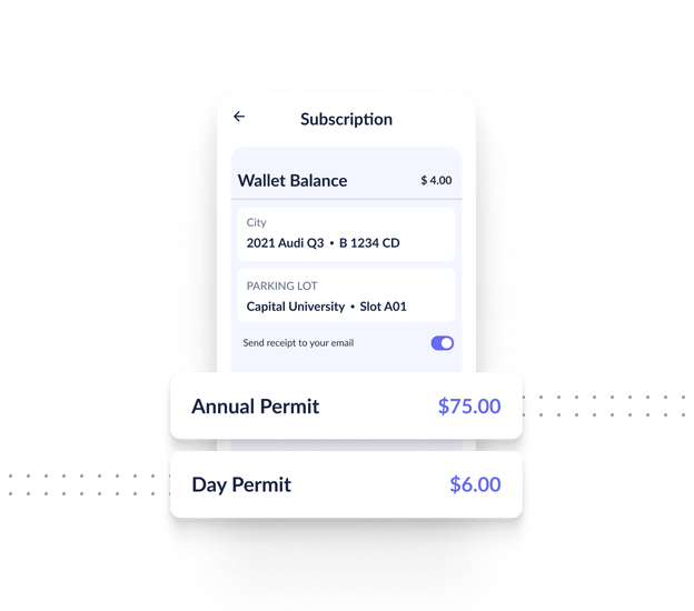 Prepaid parking and subscriptions